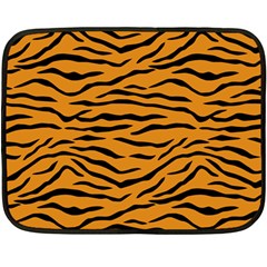 Orange And Black Tiger Stripes Double Sided Fleece Blanket (mini)  by PodArtist