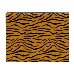 Orange And Black Tiger Stripes Cosmetic Bag (xl) by PodArtist