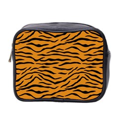 Orange And Black Tiger Stripes Mini Toiletries Bag 2-side by PodArtist