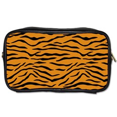 Orange And Black Tiger Stripes Toiletries Bags by PodArtist