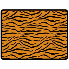 Orange And Black Tiger Stripes Fleece Blanket (large)  by PodArtist