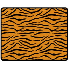 Orange And Black Tiger Stripes Fleece Blanket (medium)  by PodArtist