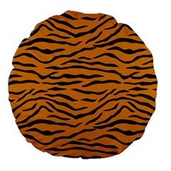 Orange And Black Tiger Stripes Large 18  Premium Round Cushions by PodArtist