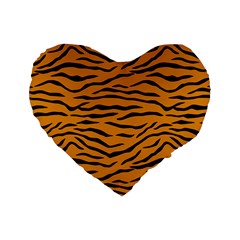 Orange And Black Tiger Stripes Standard 16  Premium Heart Shape Cushions by PodArtist