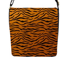 Orange And Black Tiger Stripes Flap Messenger Bag (l)  by PodArtist