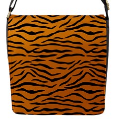 Orange And Black Tiger Stripes Flap Messenger Bag (s) by PodArtist