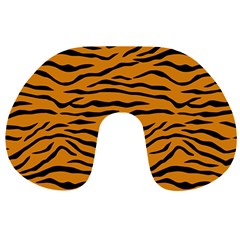 Orange And Black Tiger Stripes Travel Neck Pillows by PodArtist