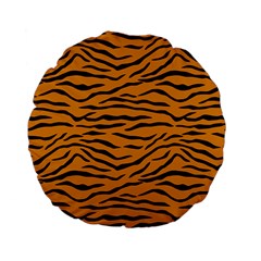 Orange And Black Tiger Stripes Standard 15  Premium Flano Round Cushions by PodArtist