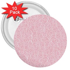 Elios Shirt Faces In White Outlines On Pale Pink Cmbyn 3  Buttons (10 Pack)  by PodArtist