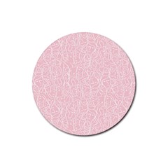 Elios Shirt Faces In White Outlines On Pale Pink Cmbyn Rubber Round Coaster (4 Pack)  by PodArtist