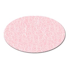 Elios Shirt Faces In White Outlines On Pale Pink Cmbyn Oval Magnet by PodArtist