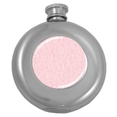 Elios Shirt Faces In White Outlines On Pale Pink Cmbyn Round Hip Flask (5 Oz) by PodArtist