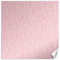 Elios Shirt Faces In White Outlines On Pale Pink Cmbyn Canvas 12  X 12   by PodArtist