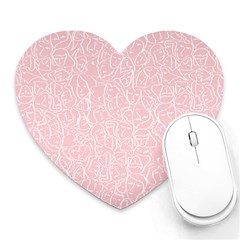 Elios Shirt Faces In White Outlines On Pale Pink Cmbyn Heart Mousepads by PodArtist