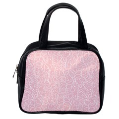 Elios Shirt Faces In White Outlines On Pale Pink Cmbyn Classic Handbags (one Side) by PodArtist