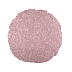 Elios Shirt Faces In White Outlines On Pale Pink Cmbyn Standard 15  Premium Flano Round Cushions by PodArtist