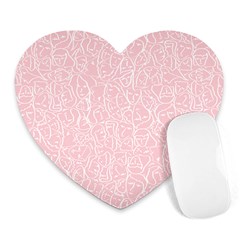 Elios Shirt Faces In White Outlines On Pale Pink Cmbyn Heart Mousepads by PodArtist