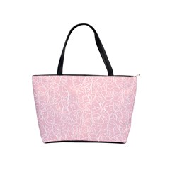 Elios Shirt Faces In White Outlines On Pale Pink Cmbyn Shoulder Handbags by PodArtist