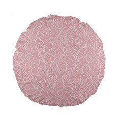 Elios Shirt Faces In White Outlines On Pale Pink Cmbyn Standard 15  Premium Round Cushions by PodArtist