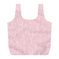 Elios Shirt Faces In White Outlines On Pale Pink Cmbyn Full Print Recycle Bags (l)  by PodArtist