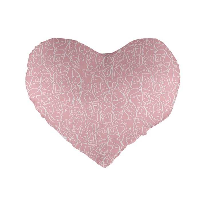 Elios Shirt Faces in White Outlines on Pale Pink CMBYN Standard 16  Premium Flano Heart Shape Cushions