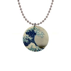 The Classic Japanese Great Wave Off Kanagawa By Hokusai Button Necklaces by PodArtist