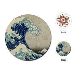 The Classic Japanese Great Wave Off Kanagawa By Hokusai Playing Cards (round)  by PodArtist