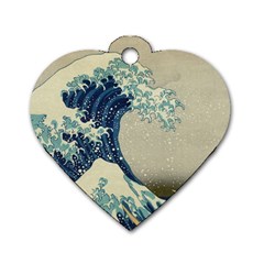 The Classic Japanese Great Wave Off Kanagawa By Hokusai Dog Tag Heart (two Sides) by PodArtist