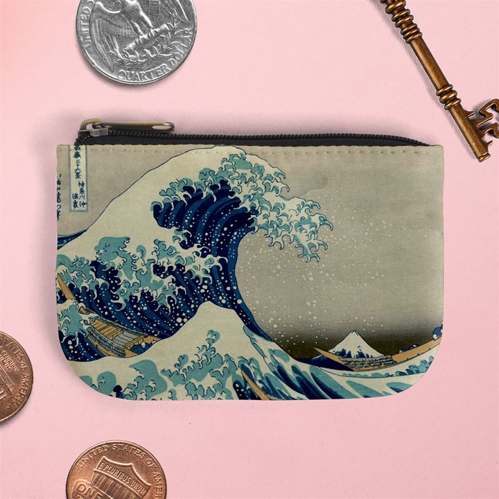 The Classic Japanese Great Wave off Kanagawa by Hokusai Mini Coin Purses