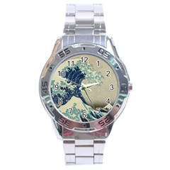 The Classic Japanese Great Wave Off Kanagawa By Hokusai Stainless Steel Analogue Watch by PodArtist