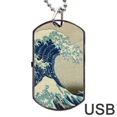 The Classic Japanese Great Wave Off Kanagawa By Hokusai Dog Tag Usb Flash (two Sides) by PodArtist