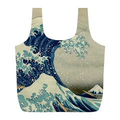 The Classic Japanese Great Wave Off Kanagawa By Hokusai Full Print Recycle Bags (l)  by PodArtist