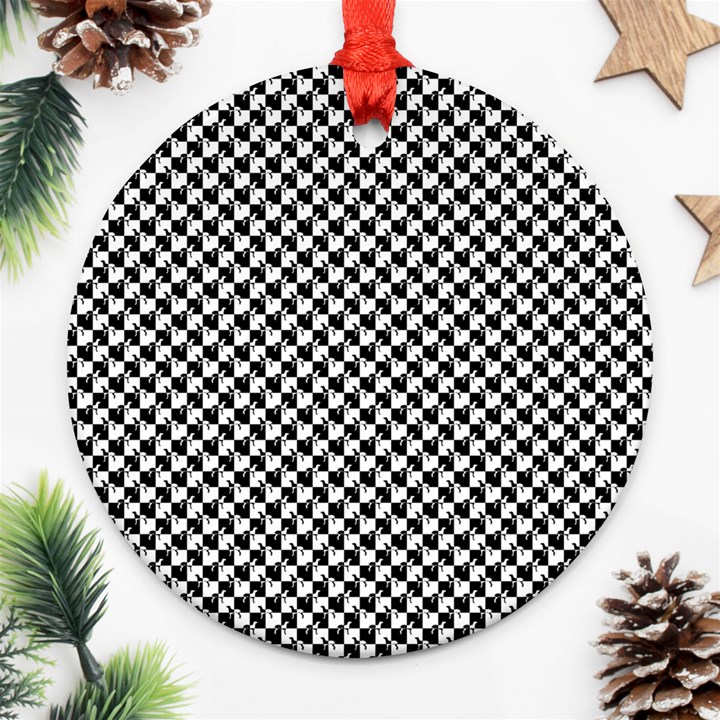 Black and White Checkerboard Weimaraner Round Ornament (Two Sides)