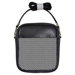 Black And White Checkerboard Weimaraner Girls Sling Bags by PodArtist