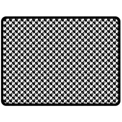 Black And White Checkerboard Weimaraner Fleece Blanket (large)  by PodArtist