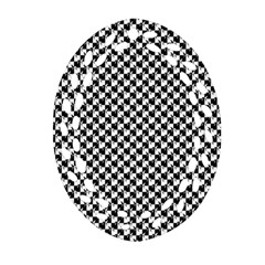 Black And White Checkerboard Weimaraner Oval Filigree Ornament (two Sides) by PodArtist