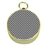 Black and White Checkerboard Weimaraner Gold Compasses Front