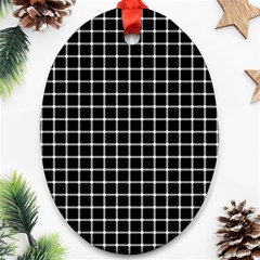 Black And White Optical Illusion Dots And Lines Ornament (oval) by PodArtist