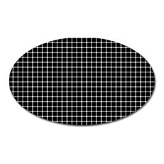 Black And White Optical Illusion Dots And Lines Oval Magnet by PodArtist