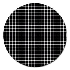 Black And White Optical Illusion Dots And Lines Magnet 5  (round) by PodArtist