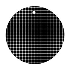 Black And White Optical Illusion Dots And Lines Round Ornament (two Sides) by PodArtist