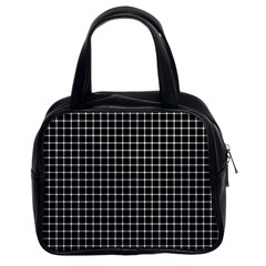 Black And White Optical Illusion Dots And Lines Classic Handbags (2 Sides) by PodArtist