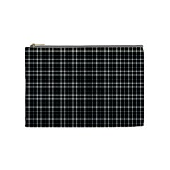 Black And White Optical Illusion Dots And Lines Cosmetic Bag (medium)  by PodArtist