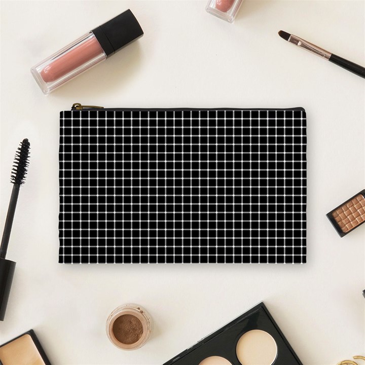 Black and white optical illusion dots and lines Cosmetic Bag (Medium) 