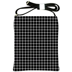 Black And White Optical Illusion Dots And Lines Shoulder Sling Bags by PodArtist