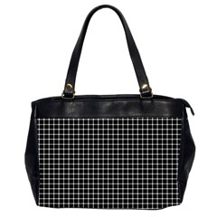 Black And White Optical Illusion Dots And Lines Office Handbags (2 Sides)  by PodArtist