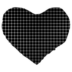 Black And White Optical Illusion Dots And Lines Large 19  Premium Heart Shape Cushions by PodArtist