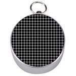 Black and white optical illusion dots and lines Silver Compasses Front