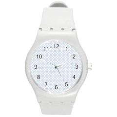 Alice Blue Quatrefoil In An English Country Garden Round Plastic Sport Watch (m) by PodArtist