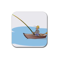 Fishing Fish Fisherman Boat Mare Rubber Coaster (square)  by Sapixe